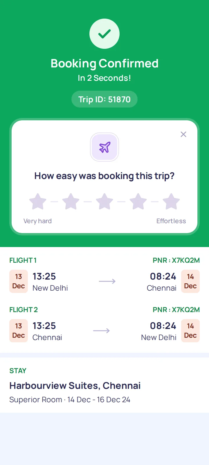 Fluid feedback: App · Booking confirmed