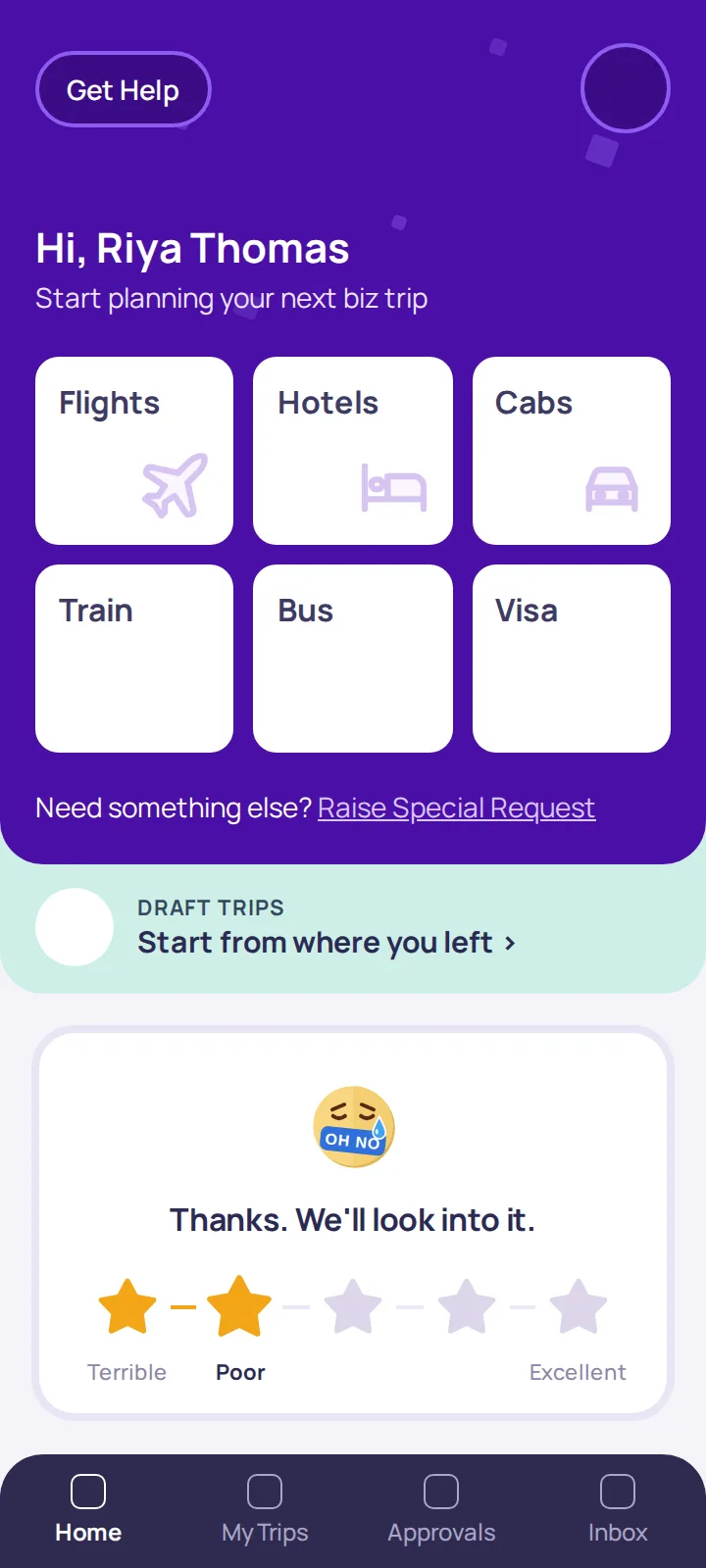 Fluid feedback: App · Thank you
