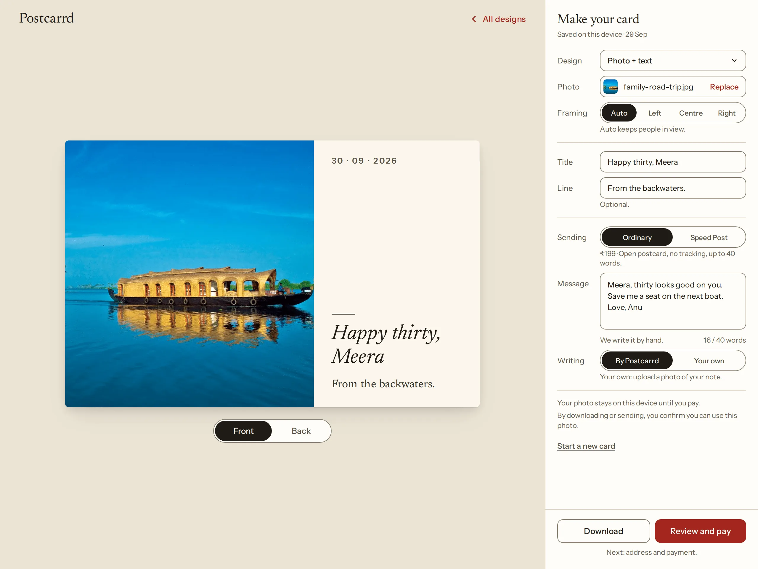 Postcarrd: Web · Editor