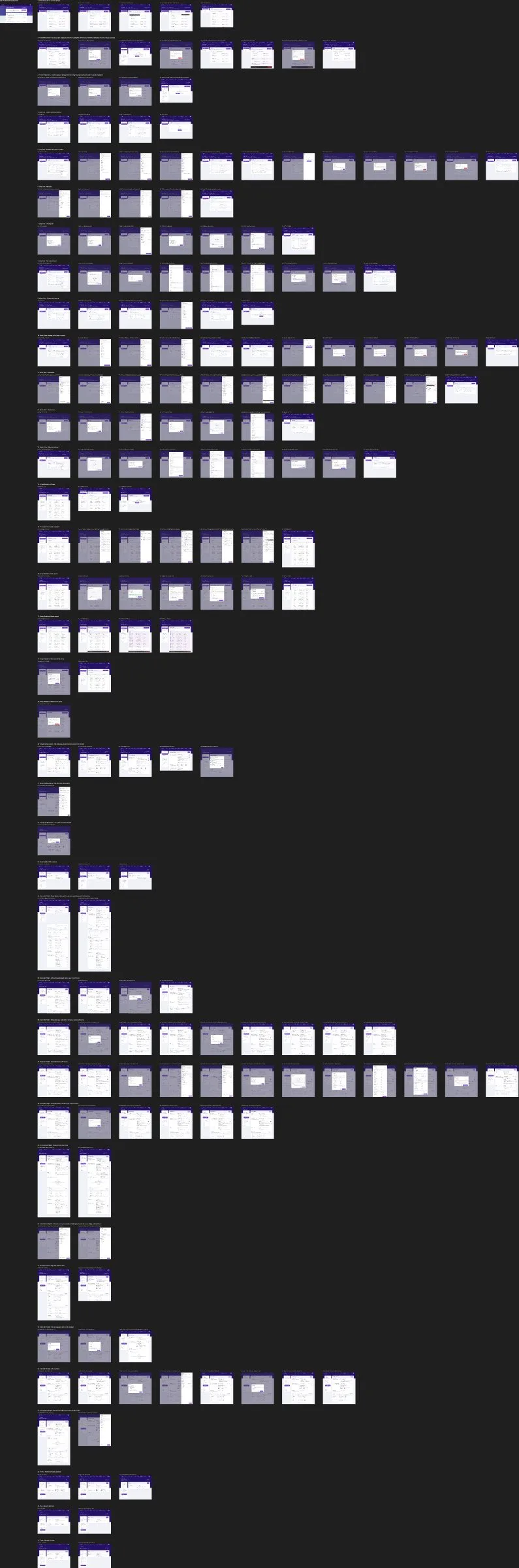 All 193 Travel Policy screens in Figma, in rows like the design canvas